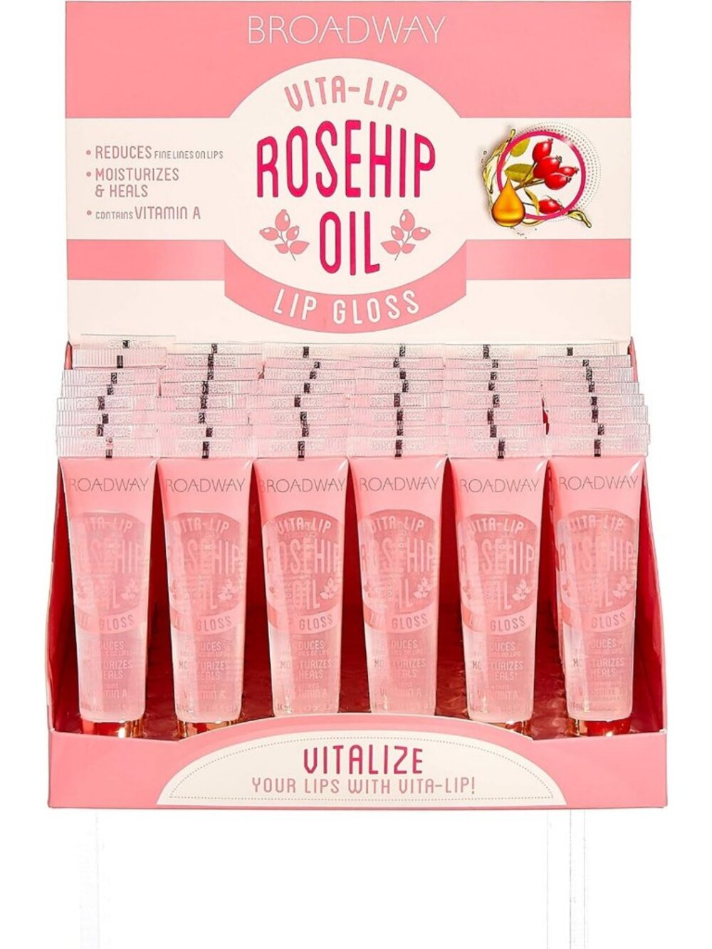 Ultra-Hydrating Clear Lip Gloss 48 Pack | Soothing Rosehip Oil & Vitamin A